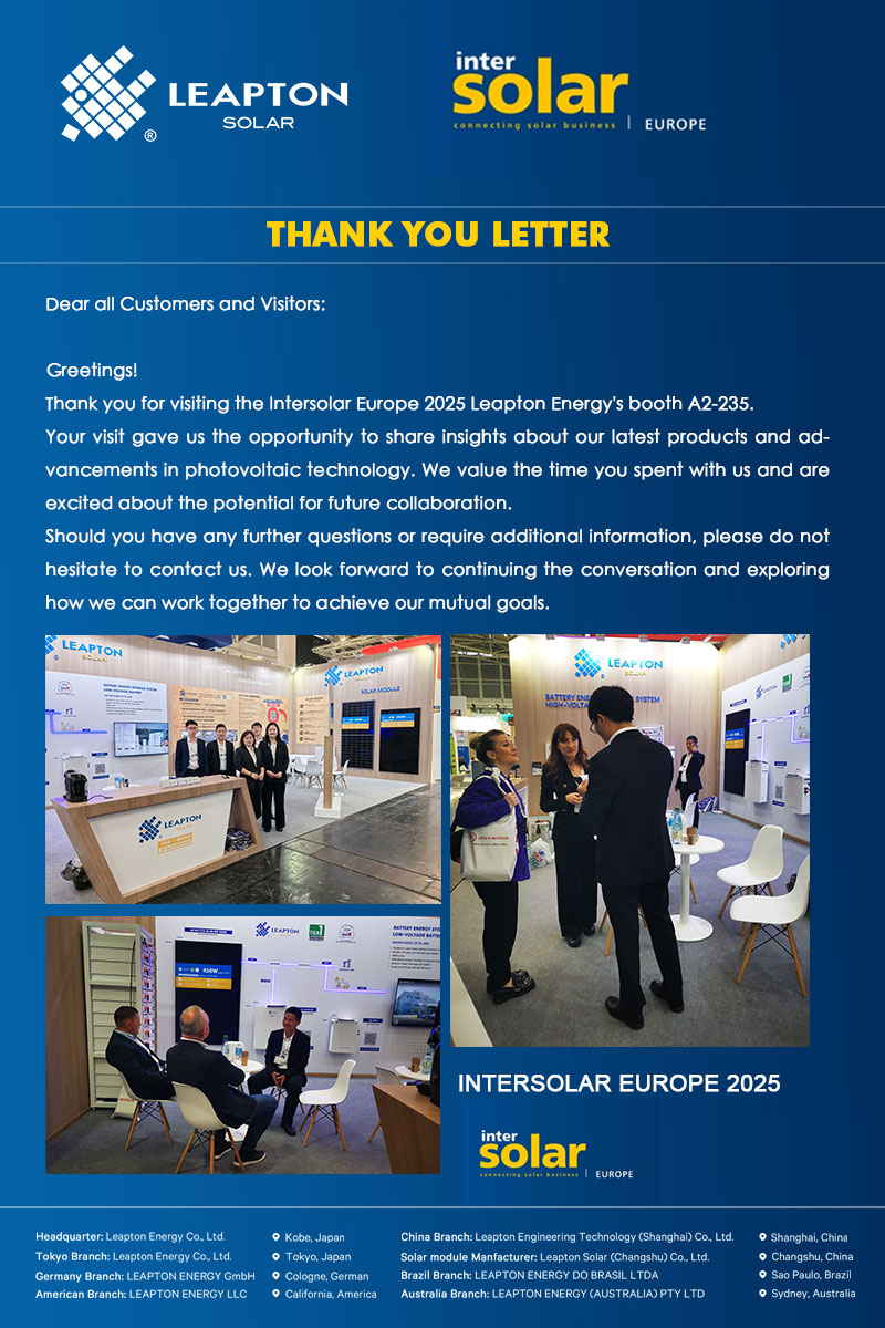 Thank You Letter For Intersolar Europe 2025 Leapton Customers