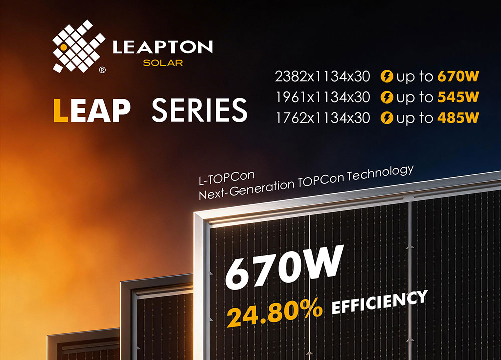 Potencia de hasta 670 W, eficiencia de hasta el 24,8 % – Módulo solar Serie LEAP
